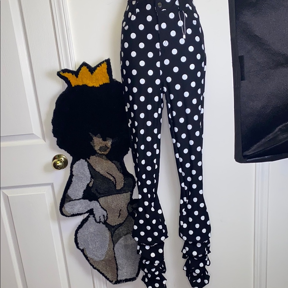 Labijou Whimsical Black Polka Dot Ruffle Pants | Statement Boho Chic
